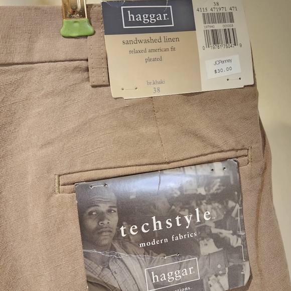 HAGGAR men's kaki casual Bermuda shorts pants size 38 NWT - Picture 3 of 10